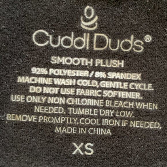 Cuddl Duds Smooth Plush Base Layer Stretch Thermal Top XS Black 95H - Picture 7 of 8